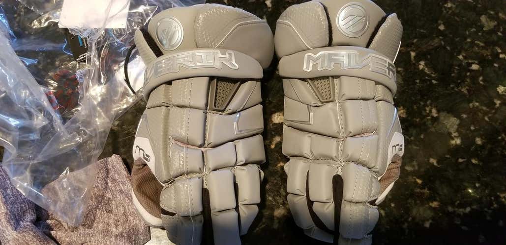 Gray New Player's Maverik M4 Lacrosse Gloves 13"