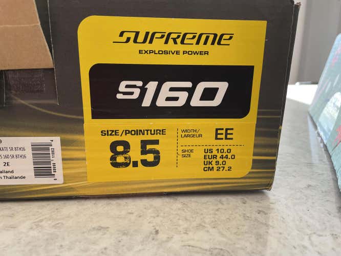 Used Senior Bauer Supreme S160 Hockey Skates Extra Wide Width Size 8.5