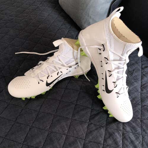 White Nike Men's Alpha Huarache 6 Elite Lacrosse Cleats