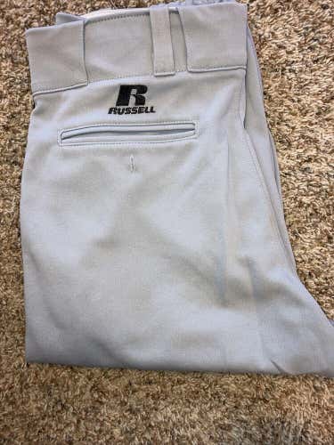 Good Condition Russell Athletic Men's Baseball Pants Grey Sz. 34” X 18”