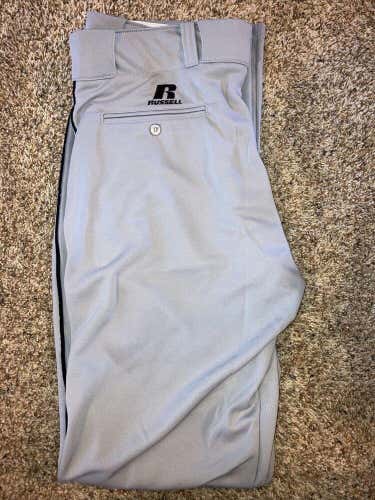 Good Condition Russell Athletic Men's Baseball Pants Grey/Black Size 38” X 38”