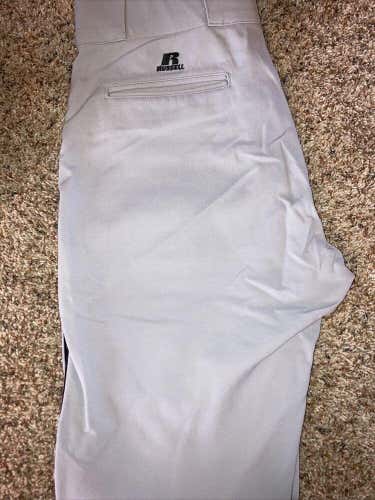 Good Condition Russell Athletic Men's Baseball Pants Grey/Black Size 34” X 34”