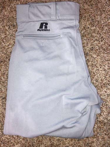 Good Condition Russell Athletic Men's Baseball Pants Grey/Black Size 34” X 26”