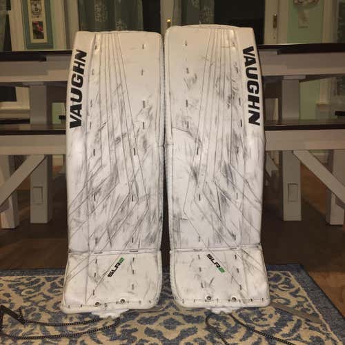 White Senior 34+2 Vaughn Ventus SLR2 Pro  Goalie Leg Pads