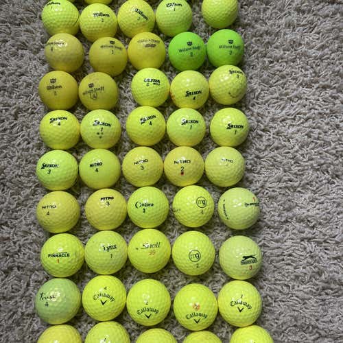 55 Assorted Yellow Golf Balls