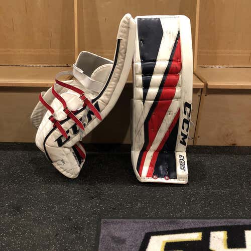 White Senior 34" CCM Extreme Flex lll Pro Stock Goalie Leg Pads