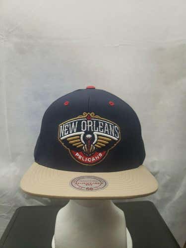 New Orleans Pelicans Mitchell&Ness Leather Strapback Hat NBA