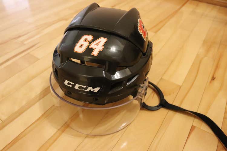 Pro Stock CCM Vector V08 Helmet - Used - Medium - Black - Calgary Flames