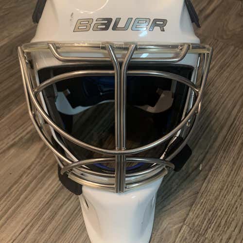 White Senior Bauer NME 8 Goalie Mask