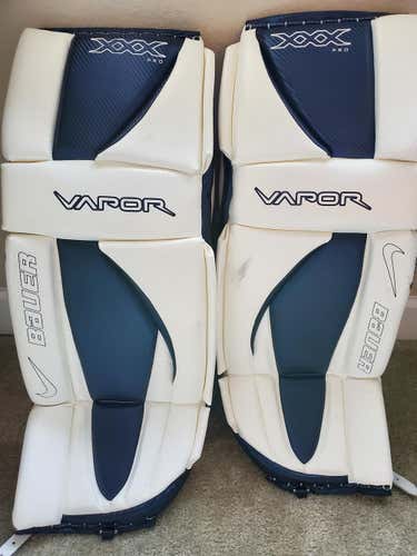 White Used Intermediate 30" Bauer Goalie Leg Pads