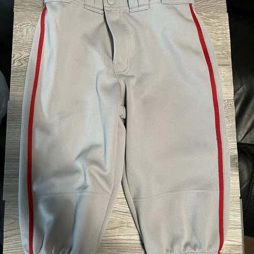 Gray Easton Baseball/Softball Pants (Knicker Style) Youth MD Red Pinstripe