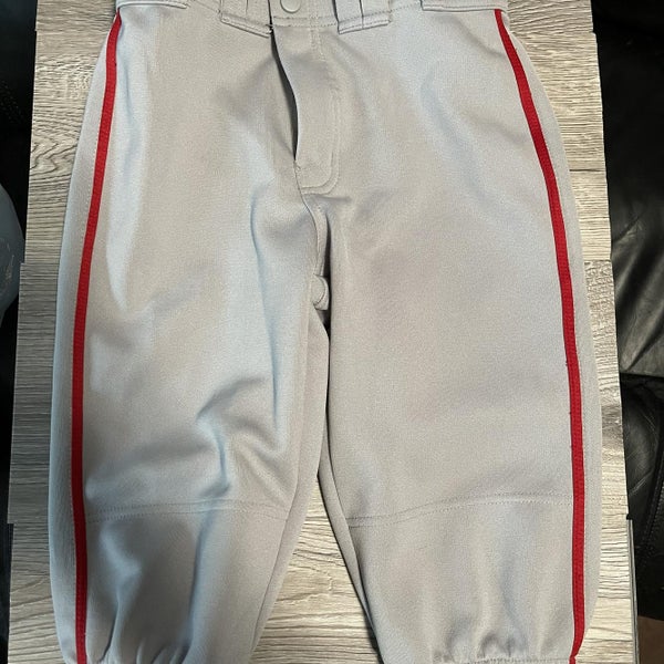 Gray Easton Baseball/Softball Pants (Knicker Style) Youth MD Red Pinstripe