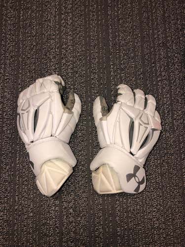 White Used Player's Under Armour Command Pro 2 12" Lacrosse Gloves