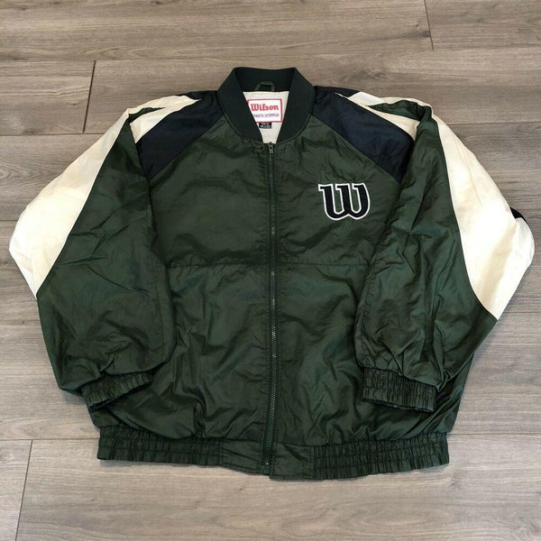 Wilson Windbreaker Jacket Mens XL Green Zip Up Coat Vintage 90s