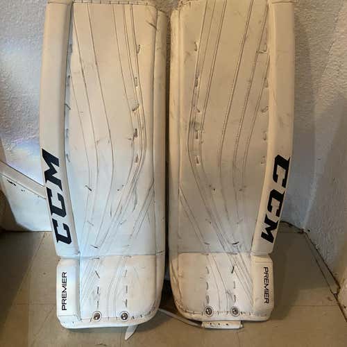 White Senior 32" CCM Premier Pro Goalie Leg Pads