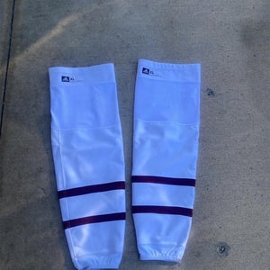 Colorado Avalanche Game Used Reverse Retro White Large  or XL Adidas Pro Stock Socks Lake Tahoe Game