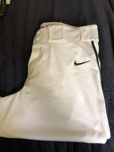 White W/ Green Pipe Nike Knicker Pants (Medium)