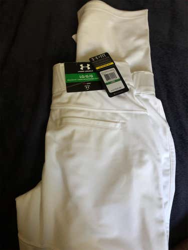 White Adult Large Under Armour Baseball Pants