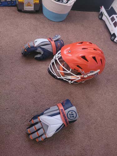 MLL Warrior dallas rattlers helmet and gloves