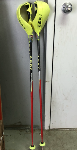 Used 46in (115cm) Leki Racing World Cup Lite SL Ski Poles with guards