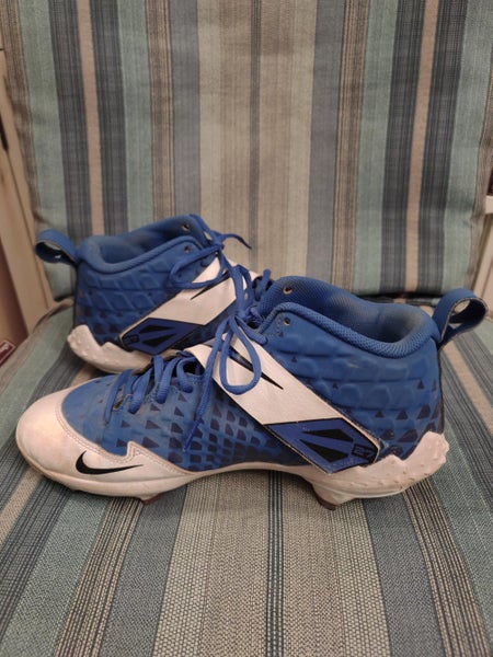Blue Used Men's Size 9.5 Metal Nike Cleats