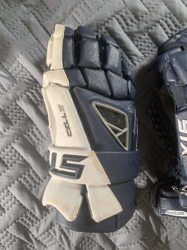 Blue Used Player's STX Cell IV 14" Lacrosse Gloves