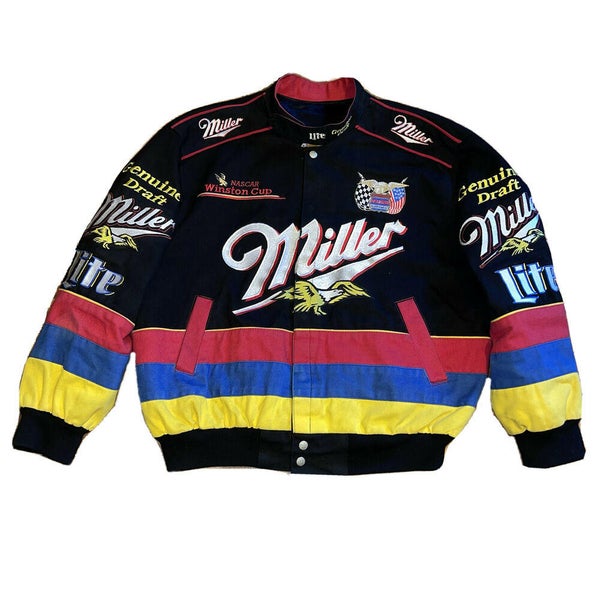 Vintage Miller Beer Nascar Jeff Hamilton JH Design Racing Jacket RARE Size  L/XL