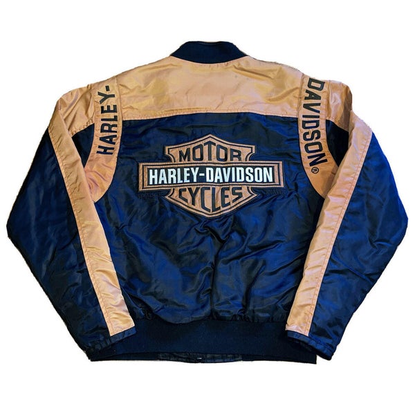 Harley Davidson Black Orange Bar & Shield Nylon Racing Jacket Size SM  97068-00V | SidelineSwap
