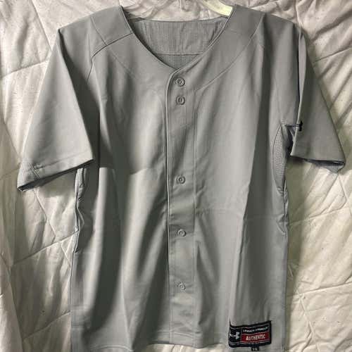 Gray Youth XL Under Armour Button Baseball Jersey