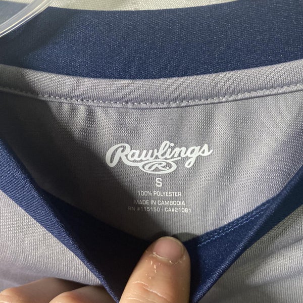 Grey / Navy Youth Small Rawlings Baseball Shirt