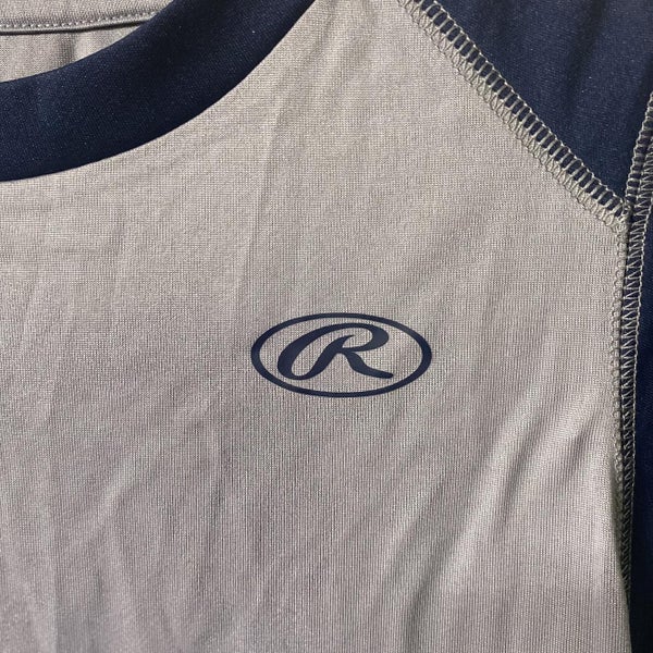 Grey / Navy Youth Small Rawlings Baseball Shirt