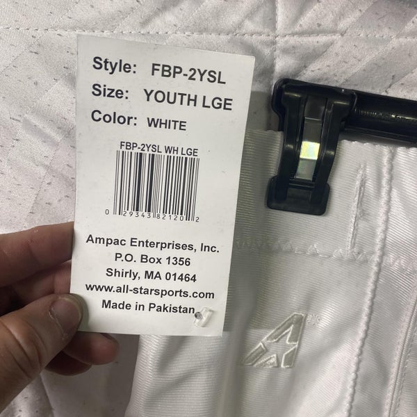 White Youth Large All-Star Football Pants