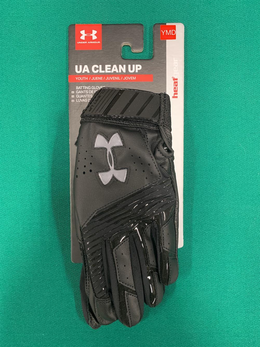 Under Armour UA Clean up Batting Gloves Youth Size YSM Black 1291216 001 for sale online 