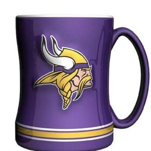 Minnesota Vikings 14 oz Team Color Sculpted Logo Relief Coffee Mug - NEW