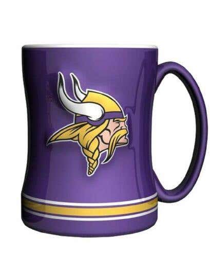 Minnesota Vikings 14 oz Team Color Sculpted Logo Relief Coffee Mug - NEW