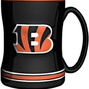 Cincinnati Bengals 14 oz Team Color Sculpted Logo Relief Coffee Mug - NEW