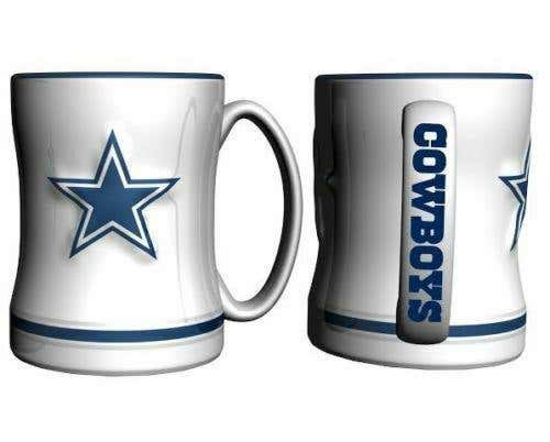 Dallas Cowboys 14oz Sculpted Relief Coffee Mug NFL - WHITE VERSION