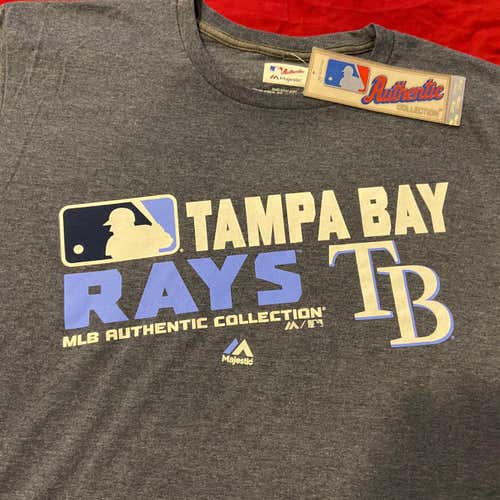 Tampa Bay Rays MLB Baseball Gray Adult XL Majestic T-Shirt