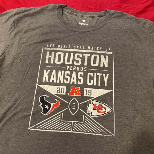 Kansas City Chiefs vs Houston Texans 2019 AFC Playoff Game Event Gray Adult XL NFL T-Shirt