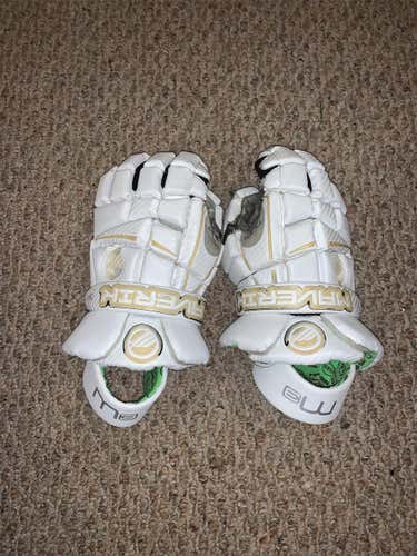 White Used Player's Maverik M3 13" Lacrosse Gloves