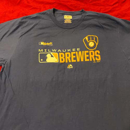Milwaukee Brewers MLB Baseball Majestic Blue Adult XXL Majestic T-Shirt