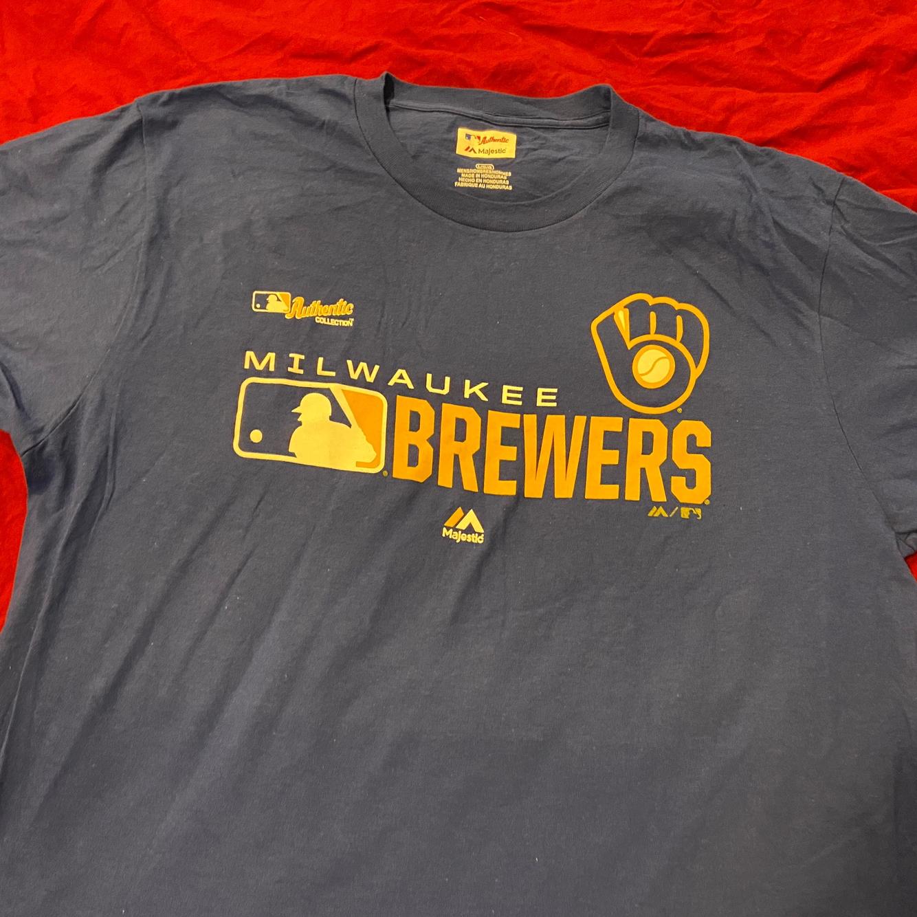 Majestic Evolution Cool Base Milwaukee Brewers Crewneck T-Shirt