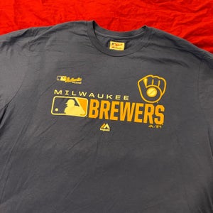 Milwaukee Brewers MLB Baseball Majestic Blue Adult XL Majestic T-Shirt