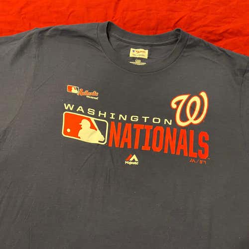 Washington Nationals MLB Baseball Majestic Blue Adult Large Majestic T-Shirt