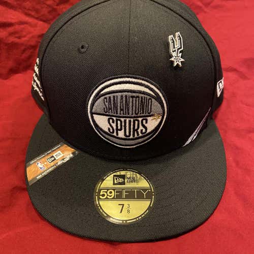 NEW * San Antonio Spurs NBA Draft Hat Black Adult 7 3/8 New Era Hat