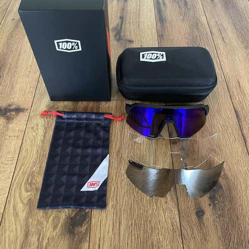 NEW 100% S3 Sunglasses - Black Frame w/ Purple Multilayer Lens