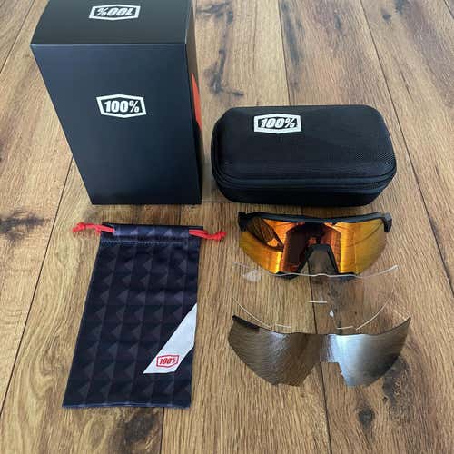 NEW 100% S3 Sunglasses - Black Frame w/ Red Multilayer Lens