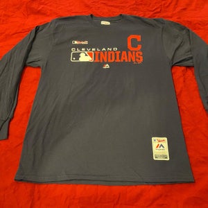 Cleveland Indians MLB Baseball Majestic Blue Adult Large Majestic T-Shirt