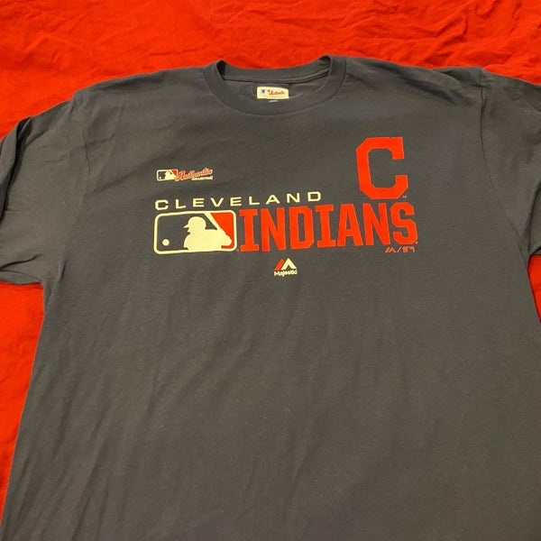 Cleveland Indians MLB Baseball Majestic Blue Adult Large Majestic T-Shirt