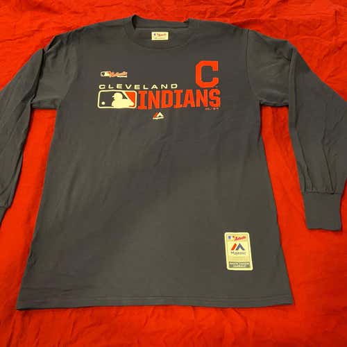 Cleveland Indians MLB Baseball Majestic Blue Adult Medium Majestic T-Shirt